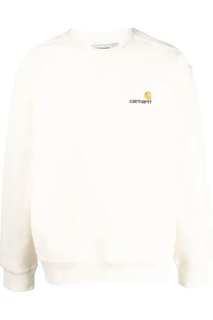 Carhartt | Felpa girocollo in cotone panna con logo | male | | S