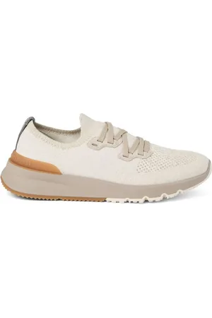 Brunello Cucinelli | Sneakers in cotone avorio con chiusura con lacci | male | | 40