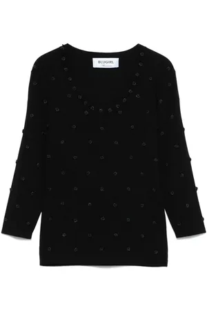 Blugirl | Maglia nera girocollo con applicazioni | female | | L