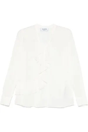 Blugirl | Blusa in seta bianca con rouches semi trasparente | female | | 40