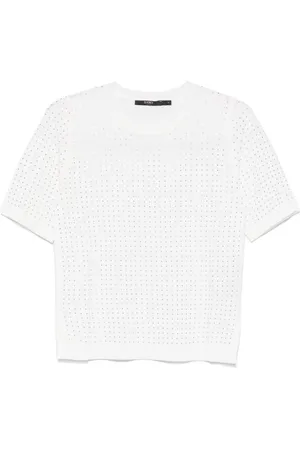 SEVENTY BY SERGIO TEGON | T-shirt bianca girocollo con strass | female | | L
