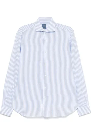 BARBA | Camicia in lino a righe bianche e celesti | male | | 39