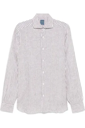 BARBA | Camicia in lino a righe bianche e marroni | male | | 39