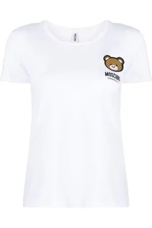 Moschino | T-shirt bianca in cotone elasticizzato con logo | female | | L