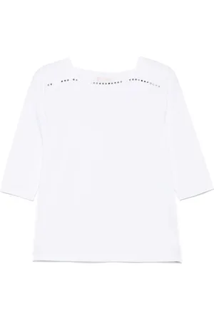 Liu Jo | T-shirt in cotone con scollo quadrato e strass | female | | M