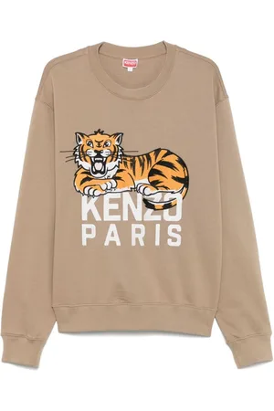 Kenzo | Felpa girocollo in cotone con logo e tigre | male | | L
