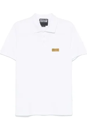 VERSACE | Polo in cotone con etichetta oro con logo | male | | L