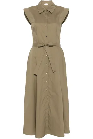 Liu Jo | Abito midi chemisier in cotone kaki | female | | 42