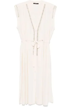 SEVENTY BY SERGIO TEGON | Abito midi beige con scollo a V | female | | 40