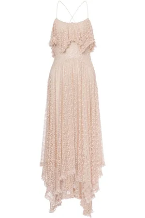 Serafini | Abito midi in misto cotone cipria con orlo asimmetrico | female | | 40