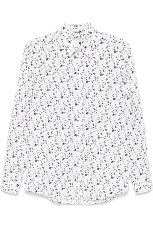 D.A. Daniele Alessandrini | Camicia in cotone bianca con stampa blu | male | | L