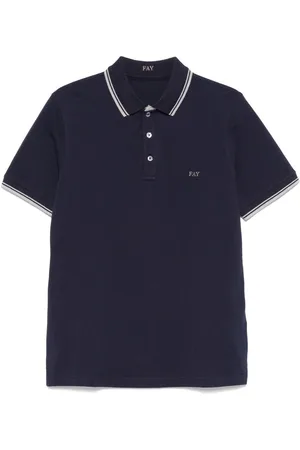 FAY | Polo nera a maniche corte con logo ricamato | male | | L