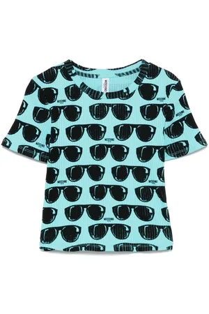 Moschino | T-shirt elasticizzata celeste con stampa | female | | L