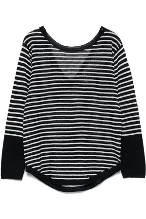 Majestic | Maglione in lino a righe bianche e nere | female | | 2