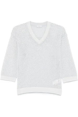PESERICO SIGN | Maglione traforato scollo a V a coste e maniche a tre quarti | female | | 42