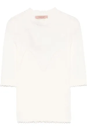 Twin-Set | Maglia bianca con maniche a mezza lunghezza | female | | M