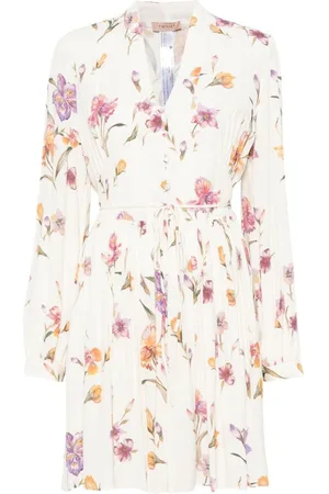 Twin-Set | Abito corto bianco con stampa floreale | female | | 40