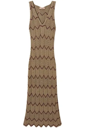 Twin-Set | Abito midi a maglia con motivo zig zag e spacco | female | | S