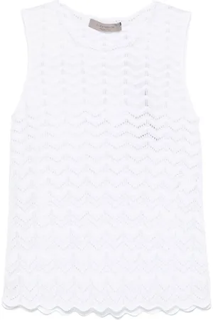 D.EXTERIOR | Top in misto cotone con orlo smerlato | female | | M