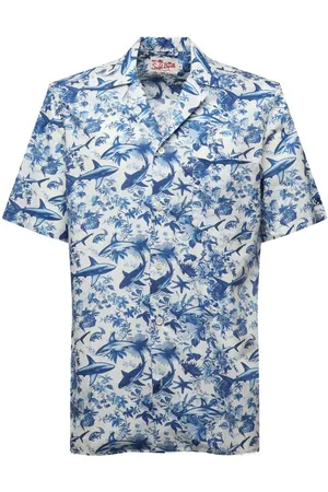 MC2 SAINT BARTH | Camicia di lino con stampa grafica bianca e | male | | M