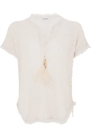 KANGRA CASHMERE | Maglia in misto cotone ecrù con dettaglio sul fronte | female | | 44