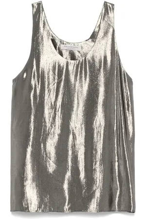 Serafini | Top in misto seta color platino | female | | 40