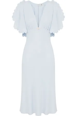 Elisabetta Franchi | Abito midi celeste con scollo a V | female | | 40