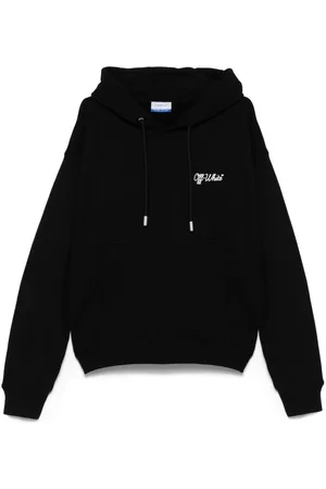 OFF-WHITE | Felpa in cotone con cappuccio e slogan bianco | male | | M