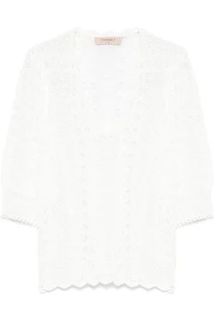 Twin-Set | T-shirt bianca ricamata | female | | L