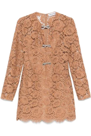 Self-Portrait | Mini abito in pizzo color cammello | female | | 10