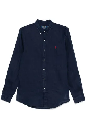 Ralph Lauren | Camicia in cotone navy con logo ricamato | male | | L