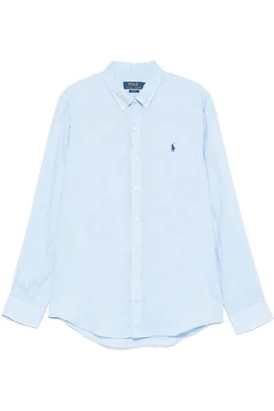 Ralph Lauren | Camicia in cotone azzurro con logo ricamato | male | | M