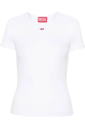 Diesel | T-shirt bianca in cotone stretch con logo | female | | L