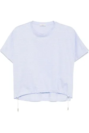 PESERICO SIGN | T-shirt in cotone misto lino azzurro chiaro | female | | 44