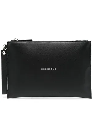 John Richmond | Pochette nera rettangolare con logo bianco | male | | UNI
