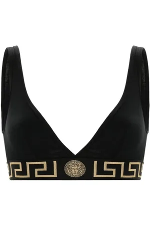 VERSACE | Reggiseno a triangolo in cotone stretch con motivo greca | female | | 1