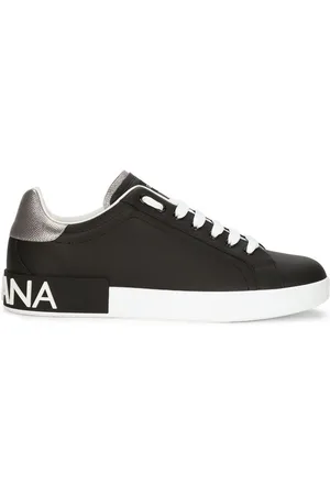 Dolce & Gabbana | Sneakers Portofino in pelle nera con inserti argento | male | | 40