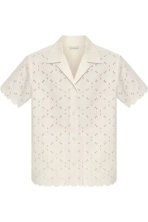 Moncler | Camicia avorio in misto cotone ricamato | female | | 40