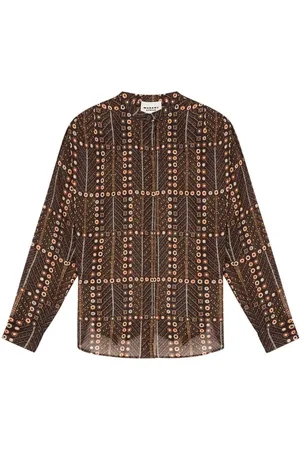 Marant Etoile | Camicia in cotone a fantasia marrone | female | | 40