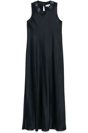 ANTONELLI | Abito lungo navy con dettaglio al collo | female | | 40