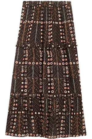 Marant Etoile | Gonna lunga con motivo ricamato marrone | female | | 36