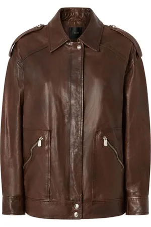 Pinko | Giacca in pelle cioccolato 