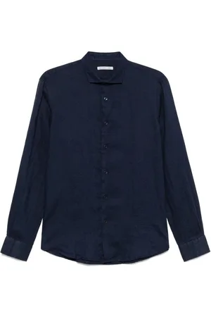 D.A. Daniele Alessandrini | Camicia classica navy in lino | male | | L