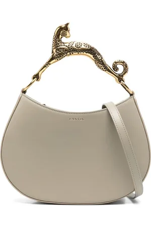 Lanvin | Borsa a mano in pelle di vitello color avorio con manico a forma di gatto | female | | UNI