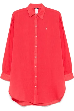 Ralph Lauren | Camicia lunga in misto cotone e lino con logo | female | | L