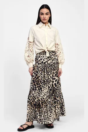 Dixie Gonna lunga animalier a balze