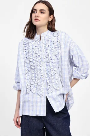 Dixie Camicia con colletto coreano e ruches