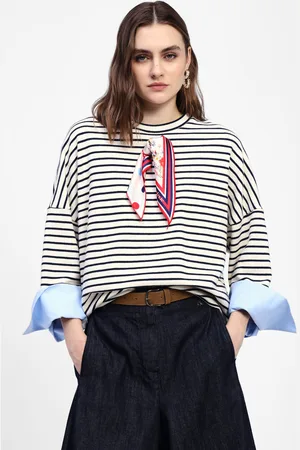 Dixie Felpa a righe con scollo rotondo e foulard