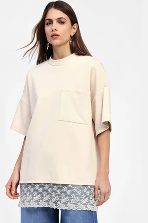 Dixie T-shirt maniche corte pizzo bordo