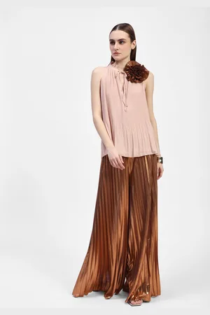 Dixie Pantaloni palazzo plissettati effetto satin